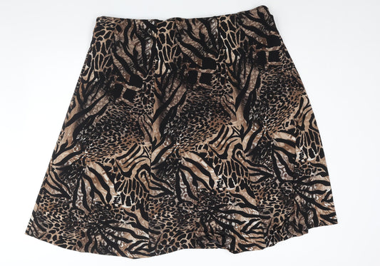 Anna Rose Womens Brown Animal Print Polyester A-Line Skirt Size 20