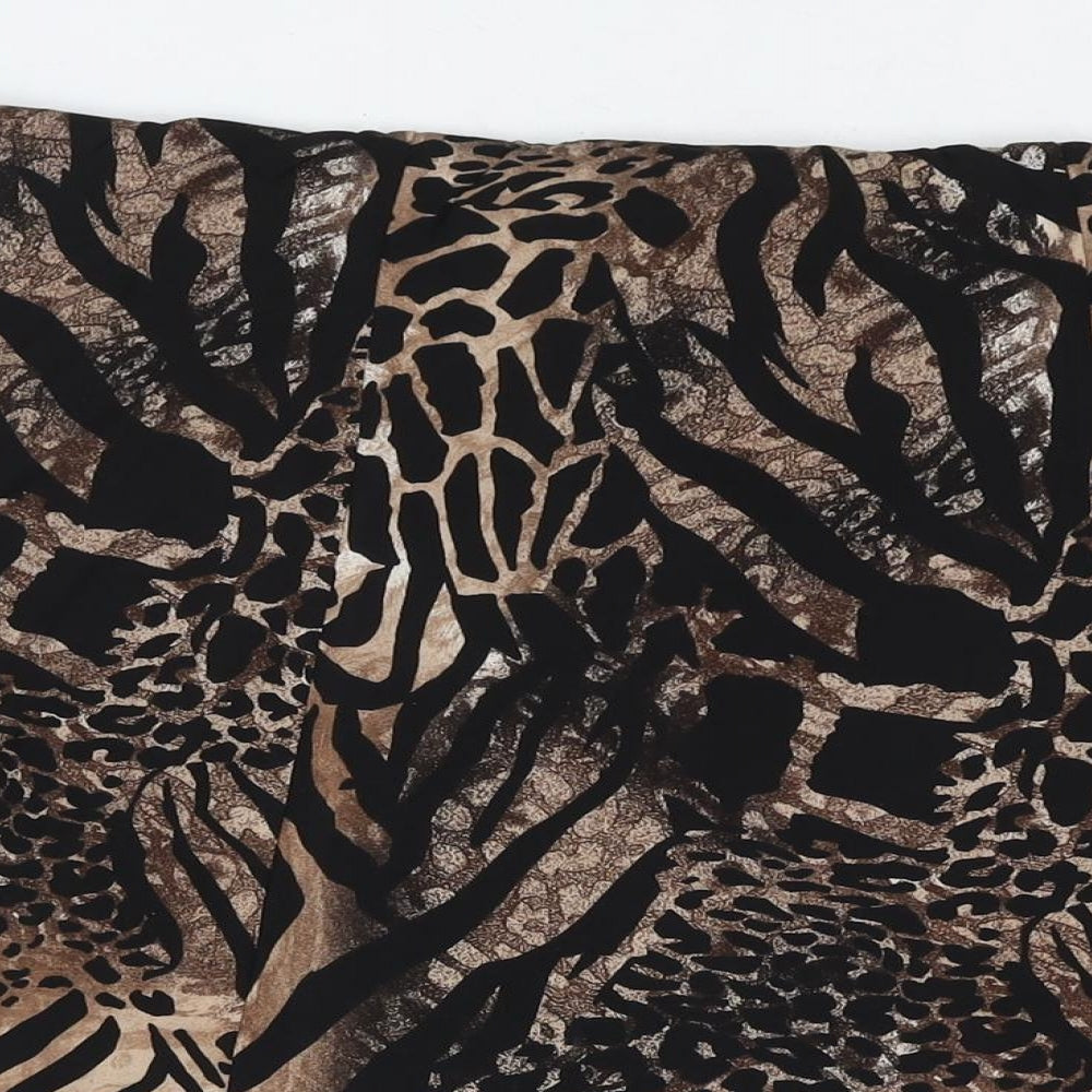 Anna Rose Womens Brown Animal Print Polyester A-Line Skirt Size 20