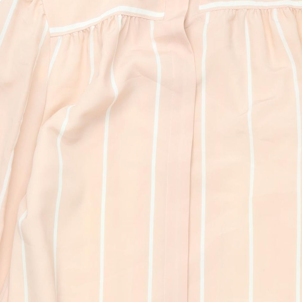 Jeunesse Womens Pink Striped Polyester Shift Size 12 Collared Button - Vintage