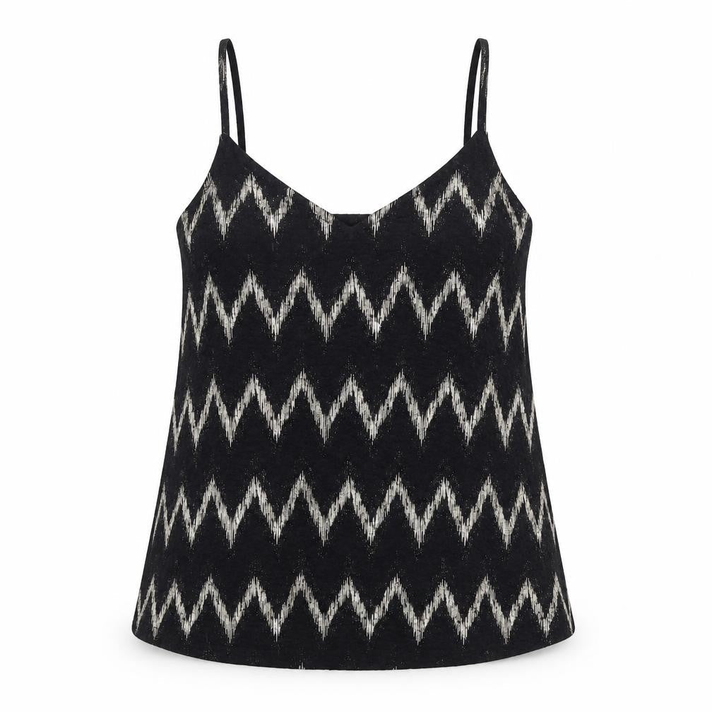 Topshop Womens Black Geometric Polyester Basic Tank Size 10 V-Neck