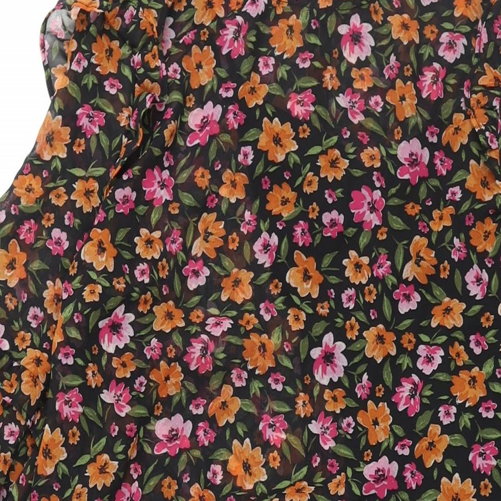 Divided by H&M Womens Multicoloured Floral Polyester Shift Size S Round Neck Button - Frill