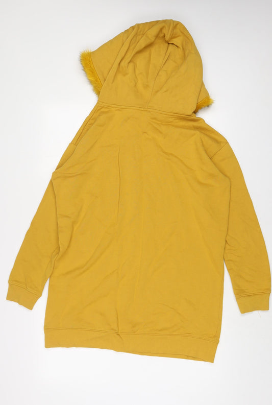 River Island Womens Yellow Cotton Pullover Hoodie Size 8 Pullover