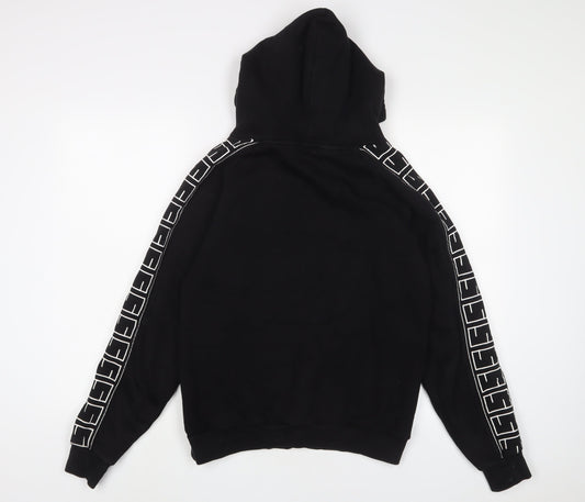 Siarr Mens Black Cotton Pullover Hoodie Size S