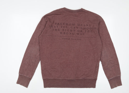 Zara Mens Red Cotton Pullover Sweatshirt Size M