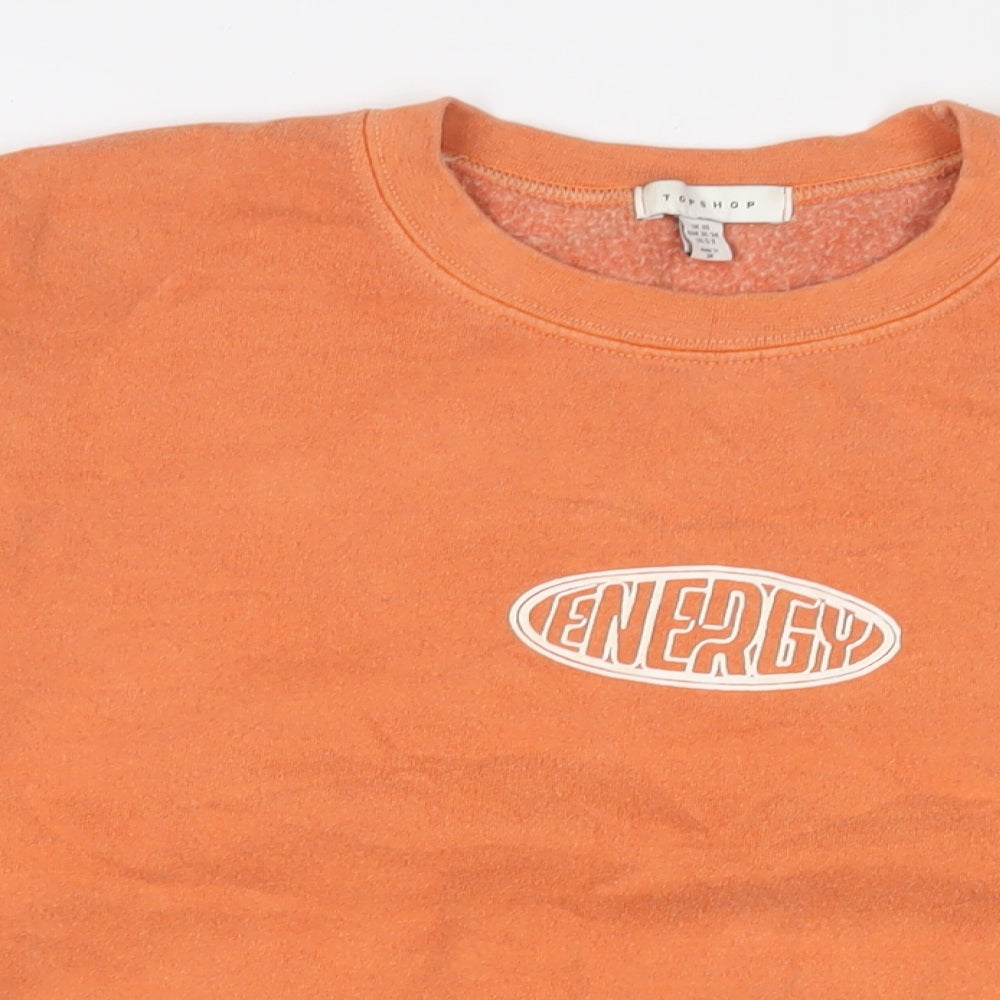 Topshop Womens Orange Cotton Pullover Sweatshirt Size XS Pullover