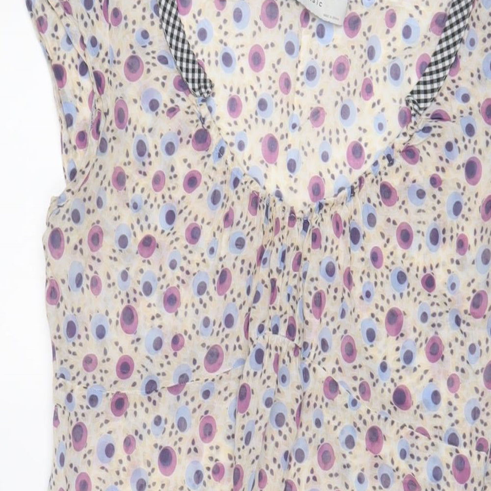 Zara Womens Multicoloured Floral Cotton A-Line Size S Scoop Neck Pullover