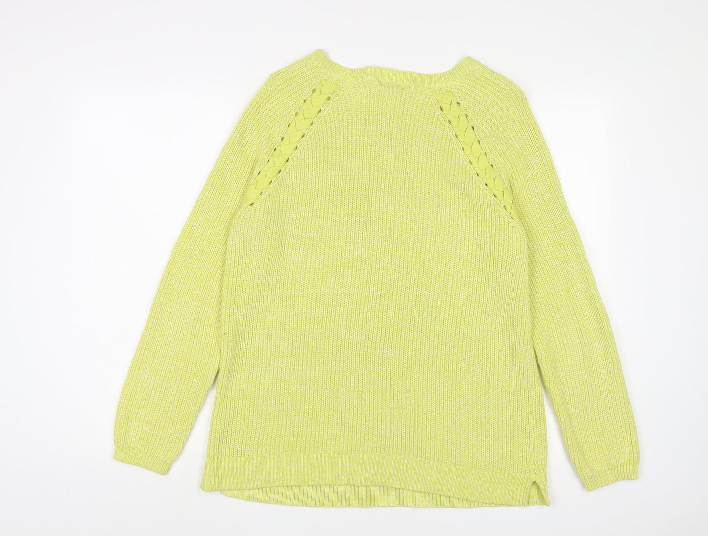 M&Co Womens Green Crew Neck Cotton Pullover Jumper Size 14