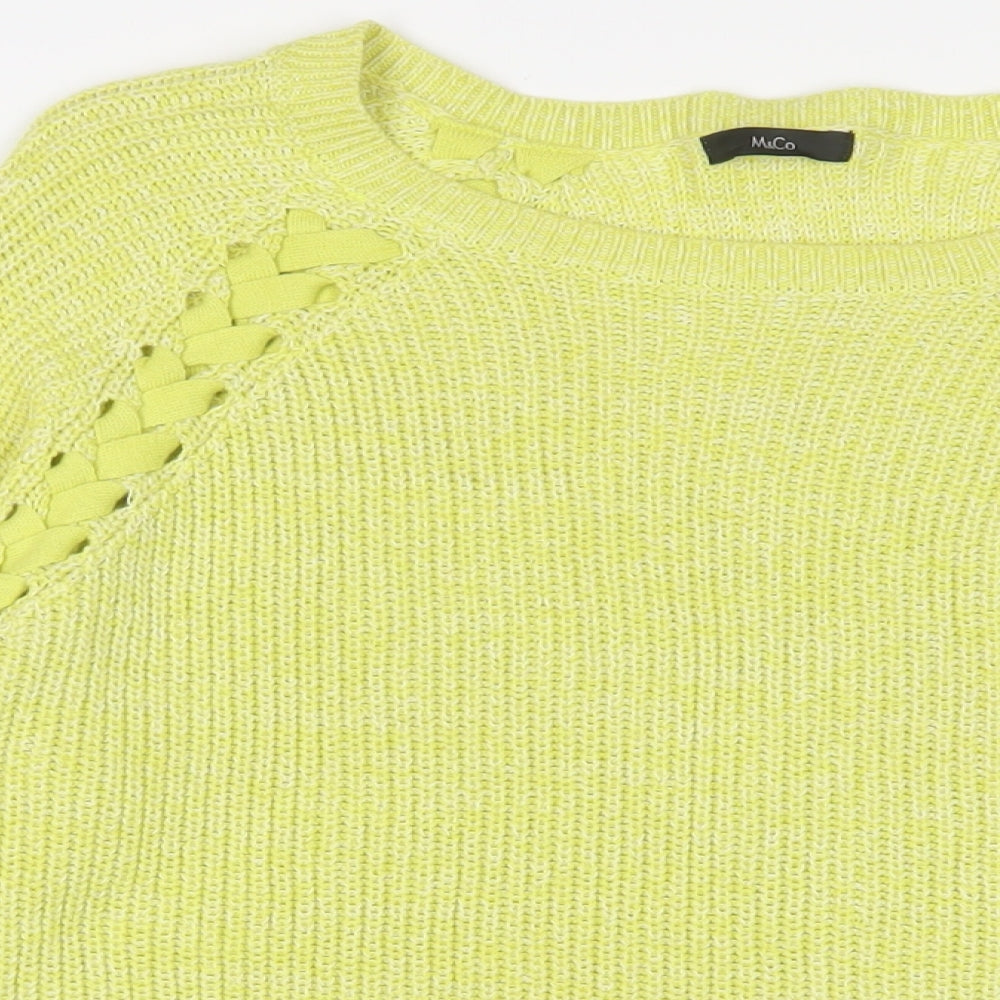 M&Co Womens Green Crew Neck Cotton Pullover Jumper Size 14