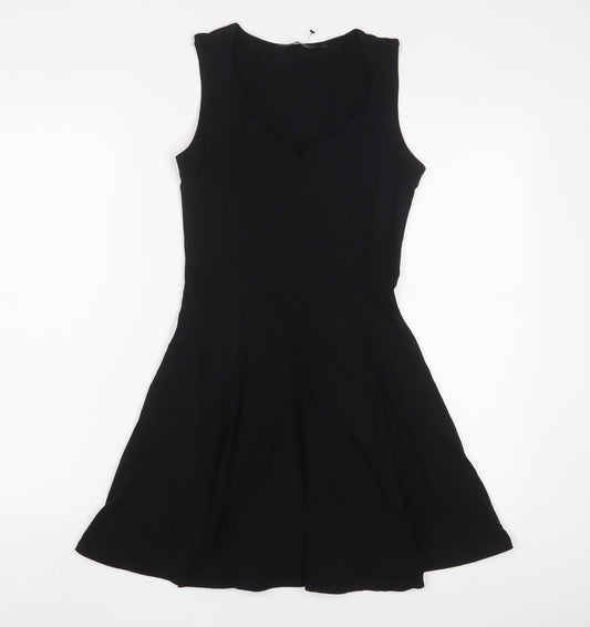 New Look Womens Black Cotton A-Line Size 8 V-Neck Pullover