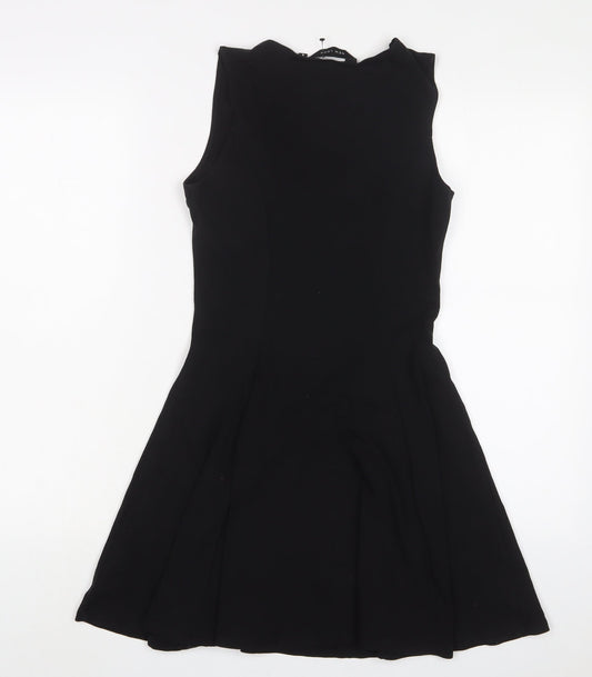 New Look Womens Black Cotton A-Line Size 8 V-Neck Pullover