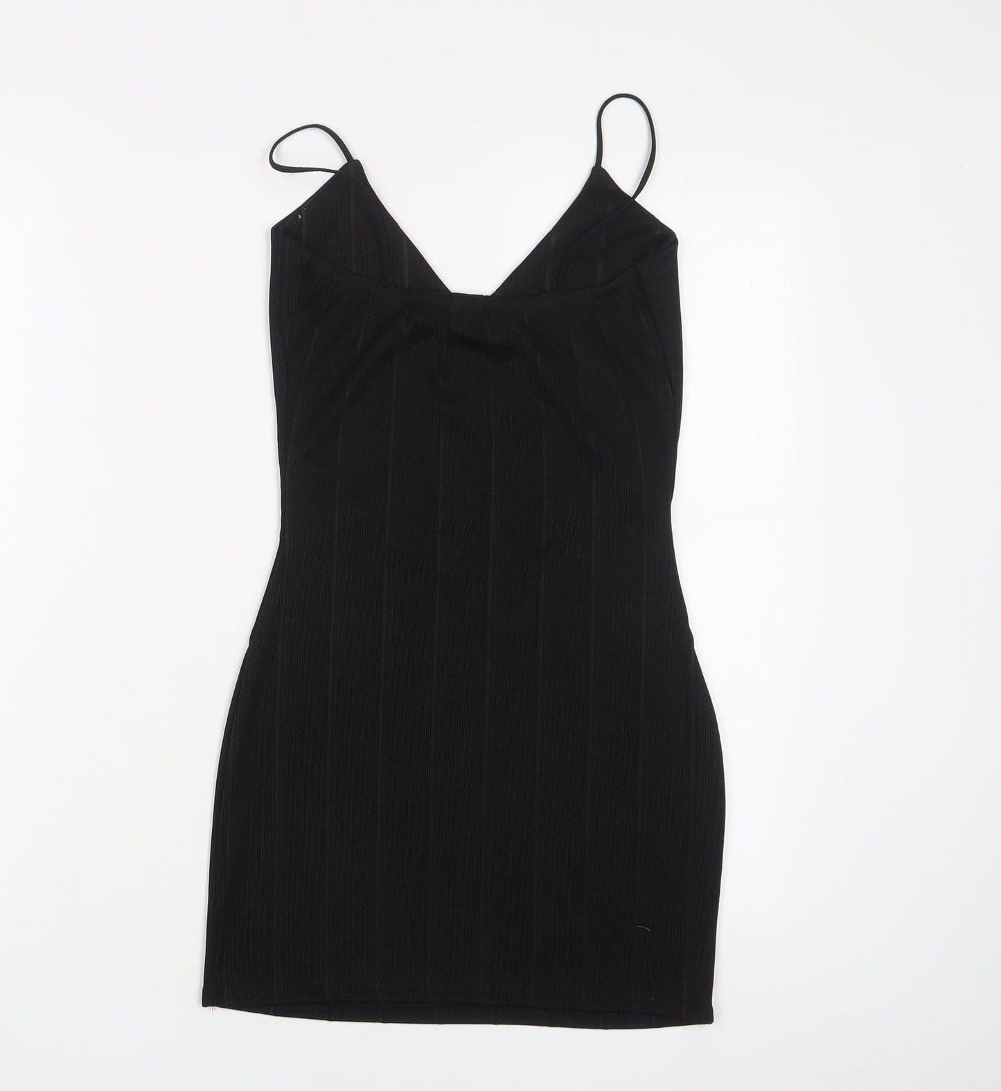 U.MAY Womens Black Polyester Bodycon Size S V-Neck Pullover