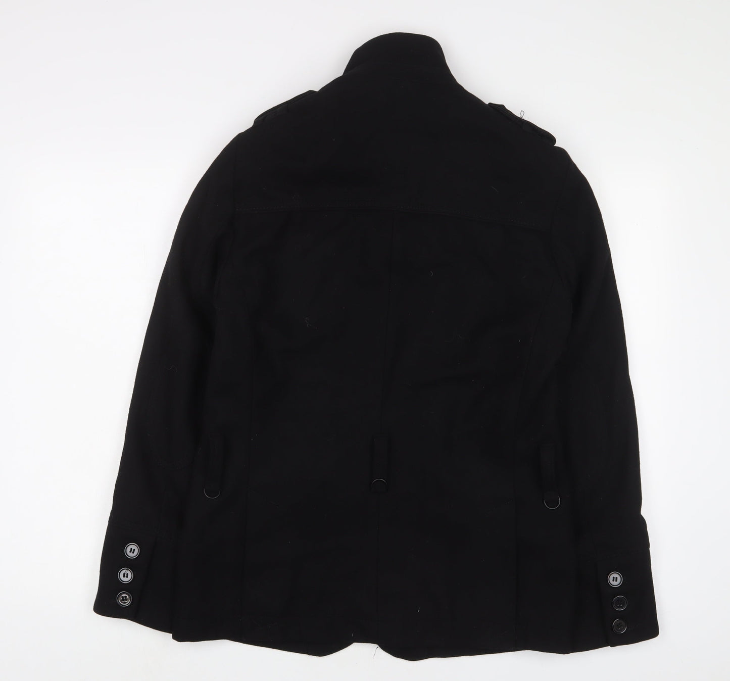 H&M Mens Black Military Jacket Jacket Size S Button