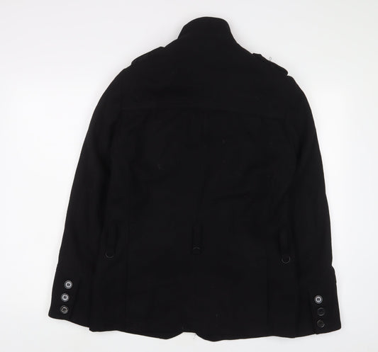H&M Mens Black Military Jacket Jacket Size S Button