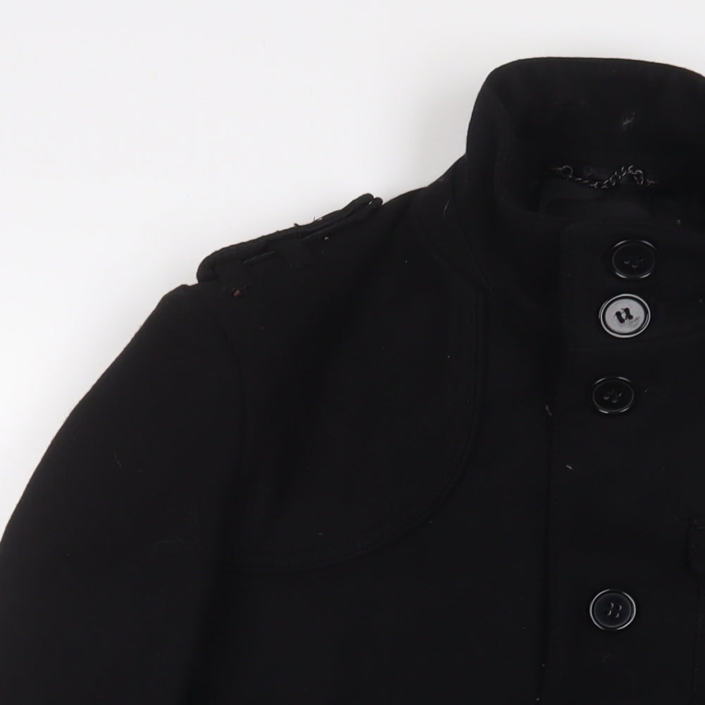 H&M Mens Black Military Jacket Jacket Size S Button