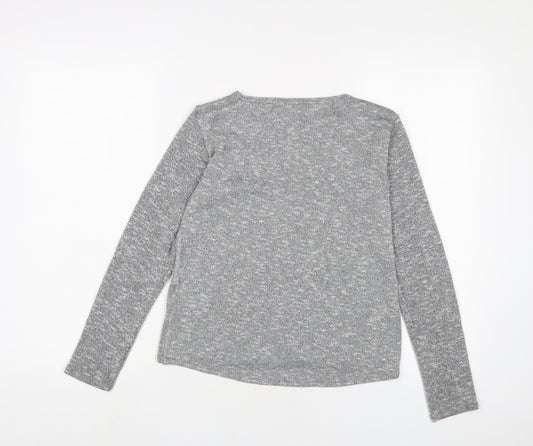 H&M Girls Grey Polyester Basic T-Shirt Size 10-11 Years Collared Pullover
