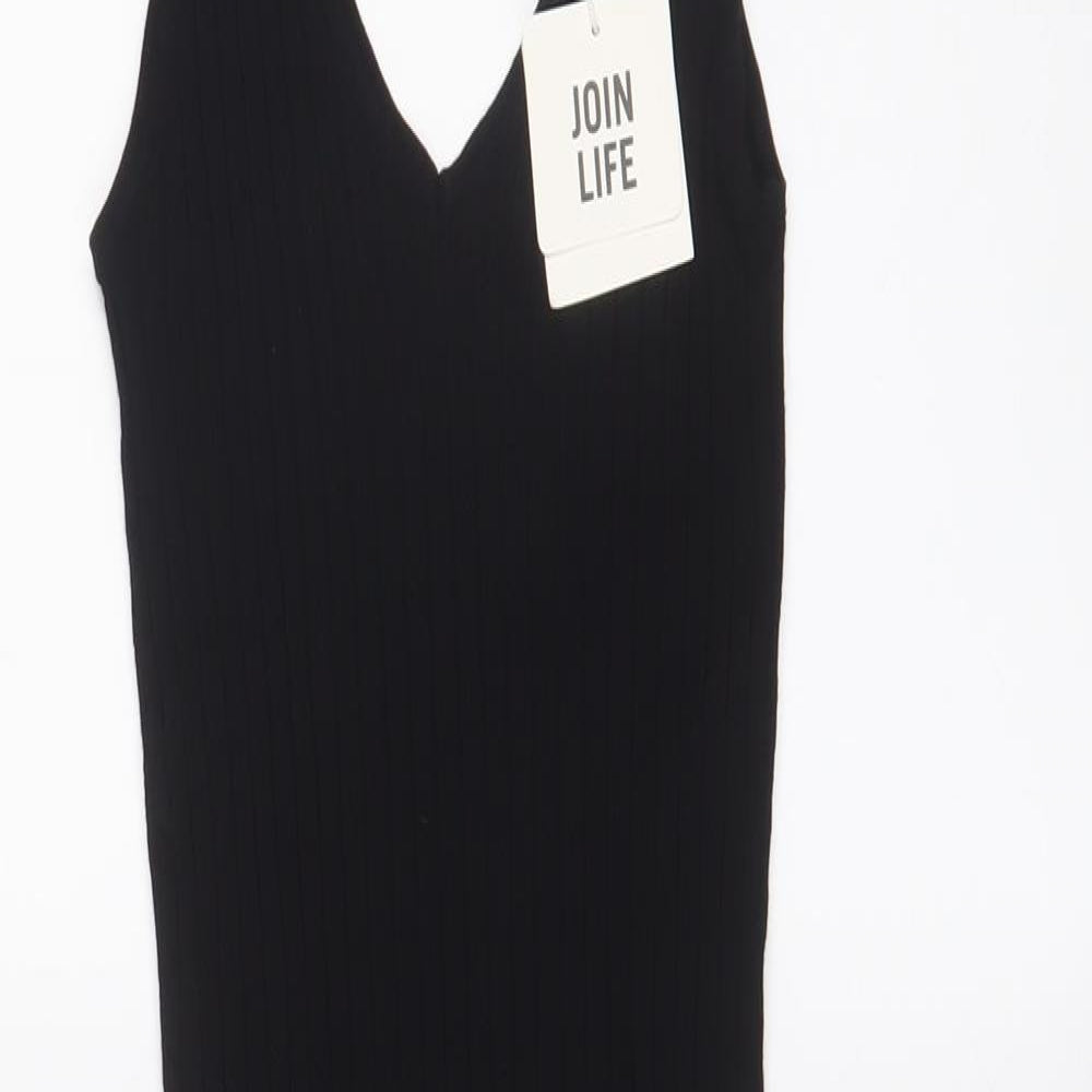 Bershka Womens Black Viscose Bodycon Size S V-Neck Pullover