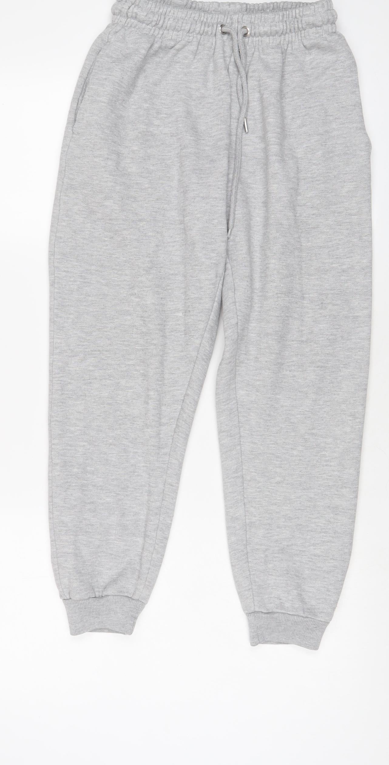 Boohoo Mens Grey Cotton Jogger Trousers Size M L27 in Regular Drawstring