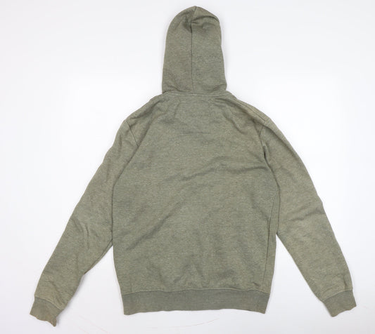 contemporary Mens Green Cotton Full Zip Hoodie Size S
