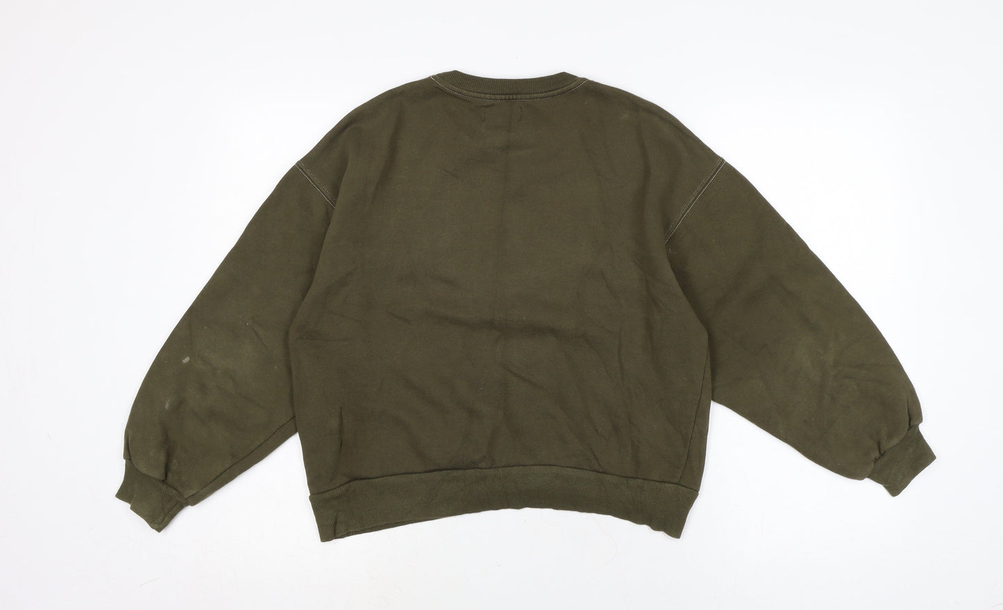 Pull&Bear Womens Green Cotton Pullover Sweatshirt Size XS