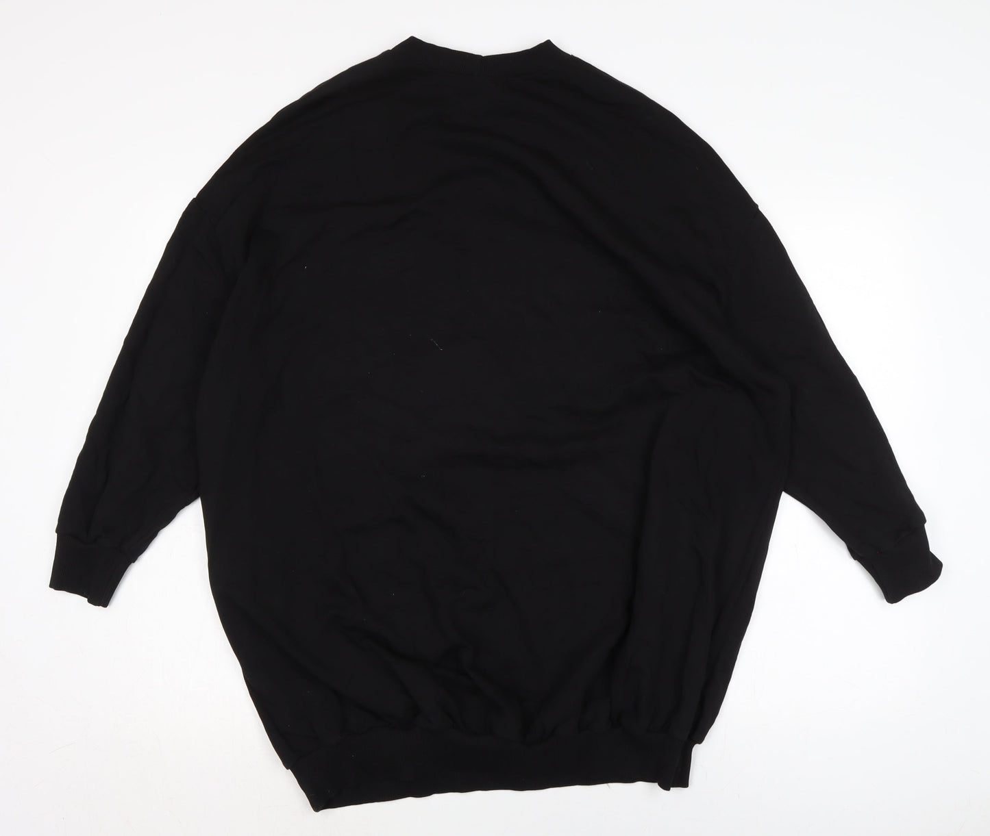 ASOS Womens Black Cotton Jumper Dress Size 10 Crew Neck