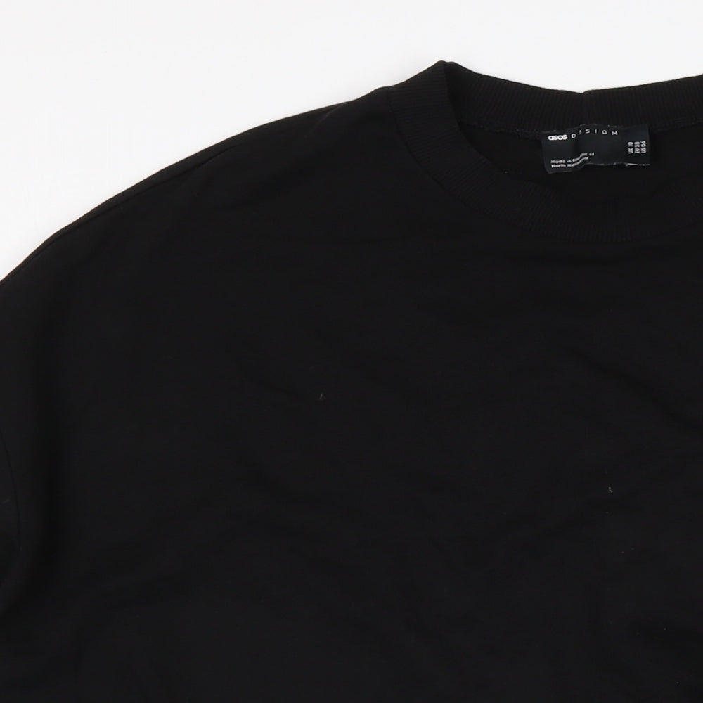 ASOS Womens Black Cotton Jumper Dress Size 10 Crew Neck