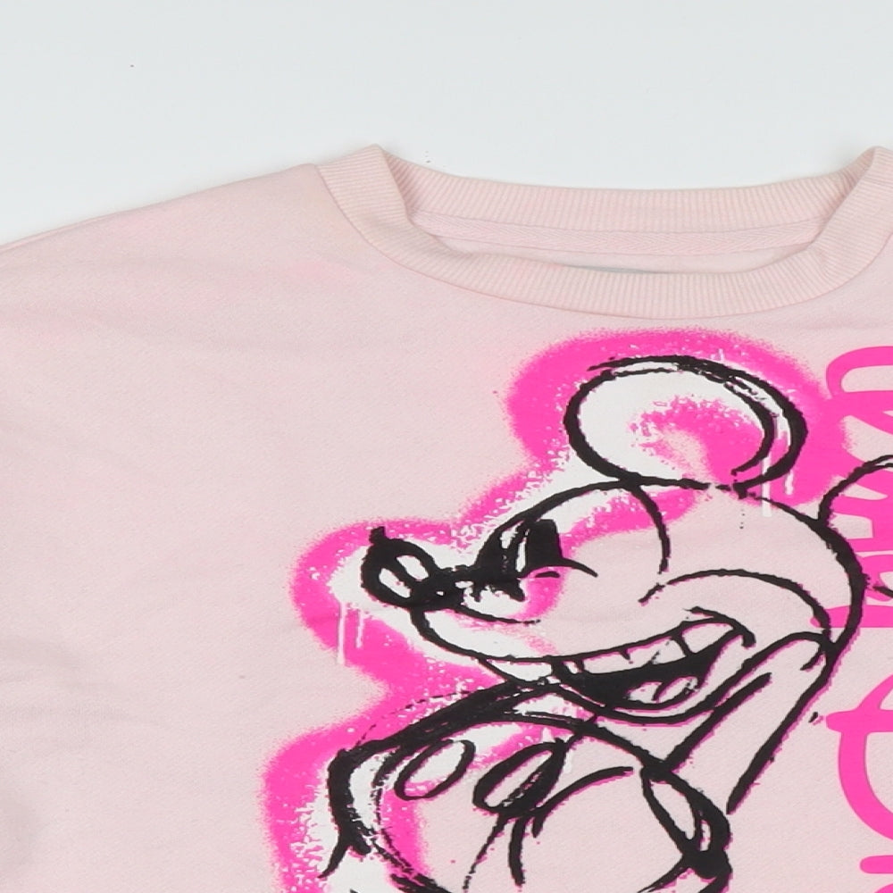 Disney Womens Pink Cotton Pullover Sweatshirt Size XS
