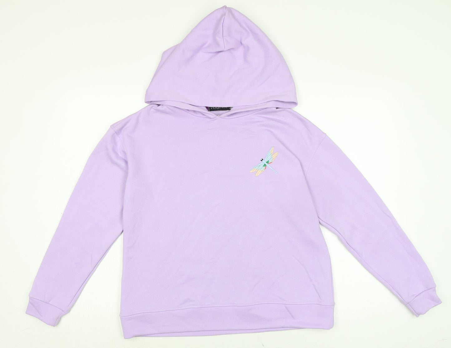 Dragonfly Womens Purple Cotton Pullover Hoodie Size 12