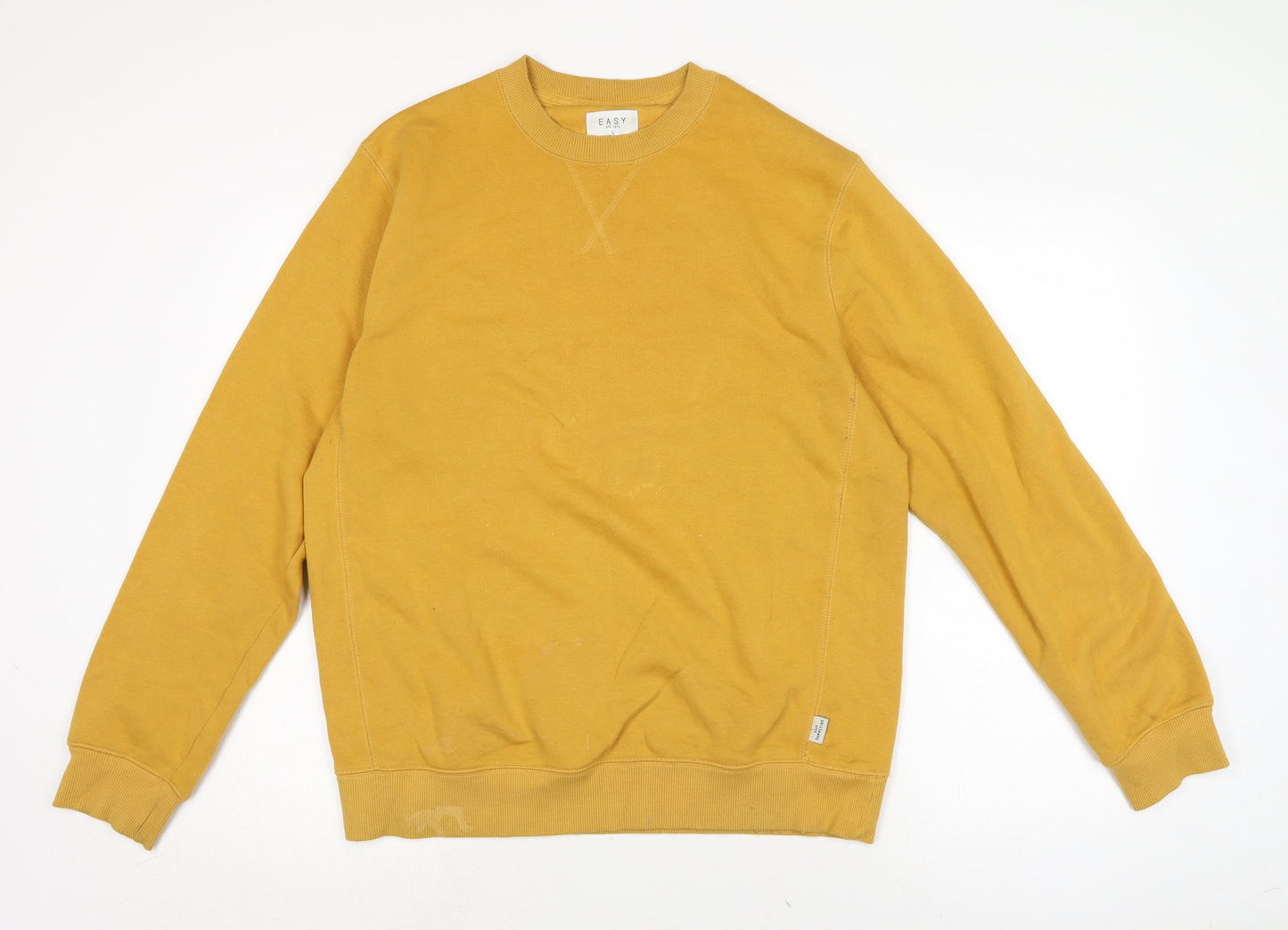 Easy Mens Yellow Cotton Pullover Sweatshirt Size L