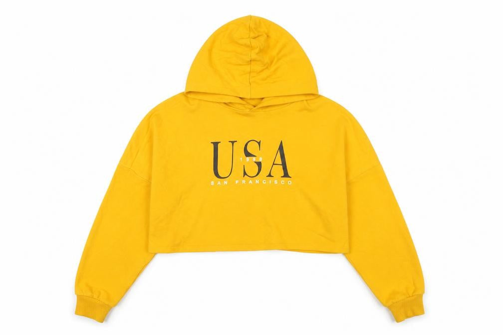 Divided Womens Yellow Cotton Pullover Hoodie Size S