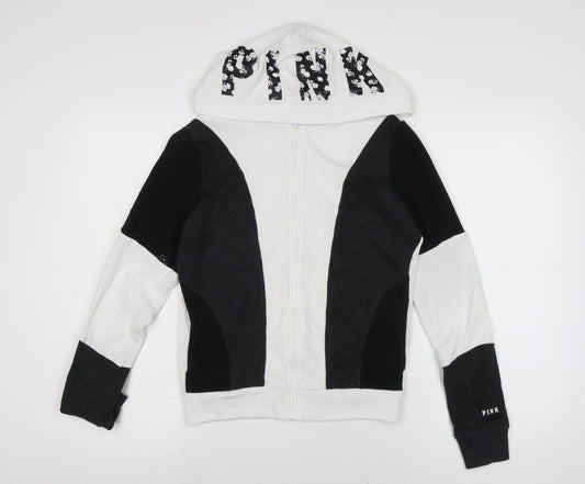Victoria's Secret Womens White Cotton Full Zip Hoodie Size XS