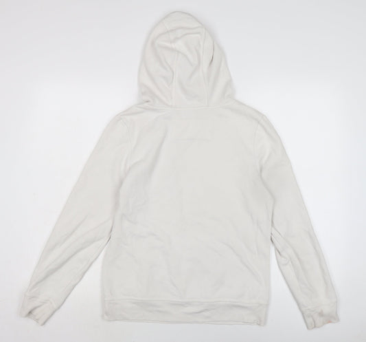 Denim & Co. Womens White Cotton Pullover Hoodie Size 12