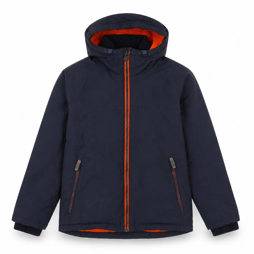 Front view of Next girls’ blue basic coat coat, size 12, years zip