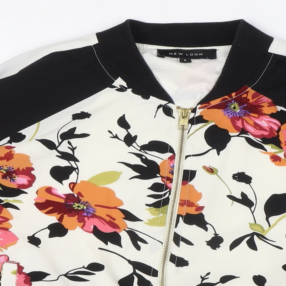 New Look Womens Multicoloured Floral Bomber Jacket Jacket Size 6 Zip