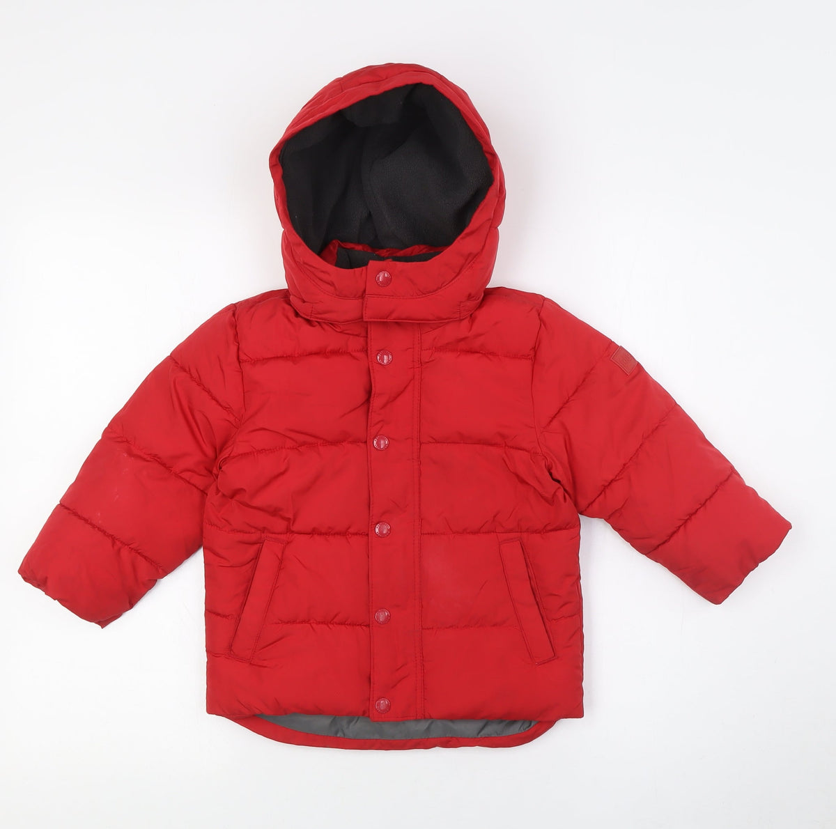 Additional front view of Gap boys’ red puffer jacket jacket, size 3, years zip - snow skirt