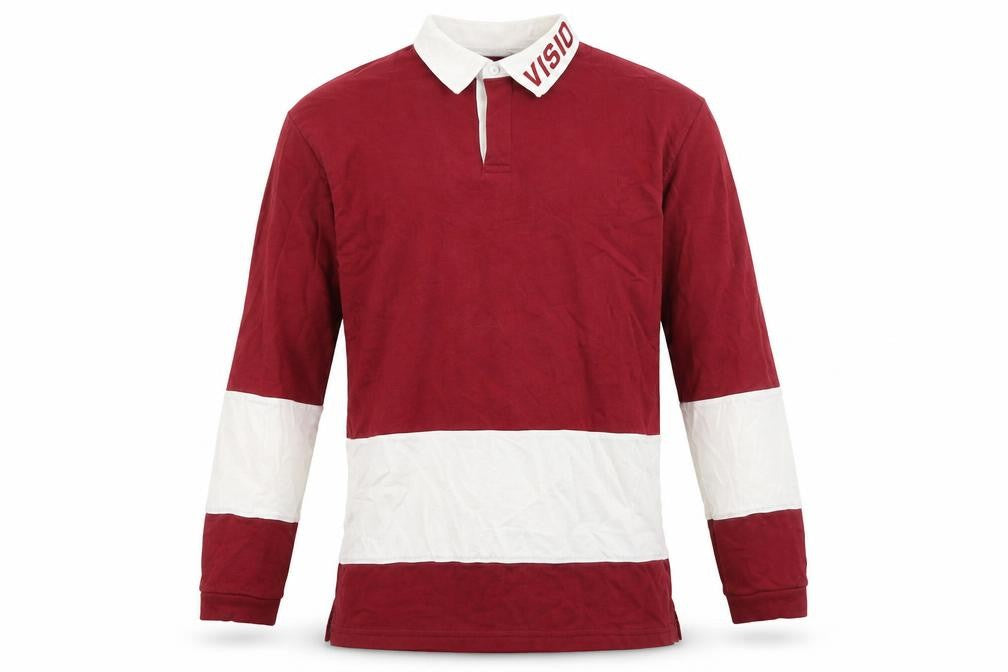 Vision Mens Red 100% Cotton Polo Size M Collared Button