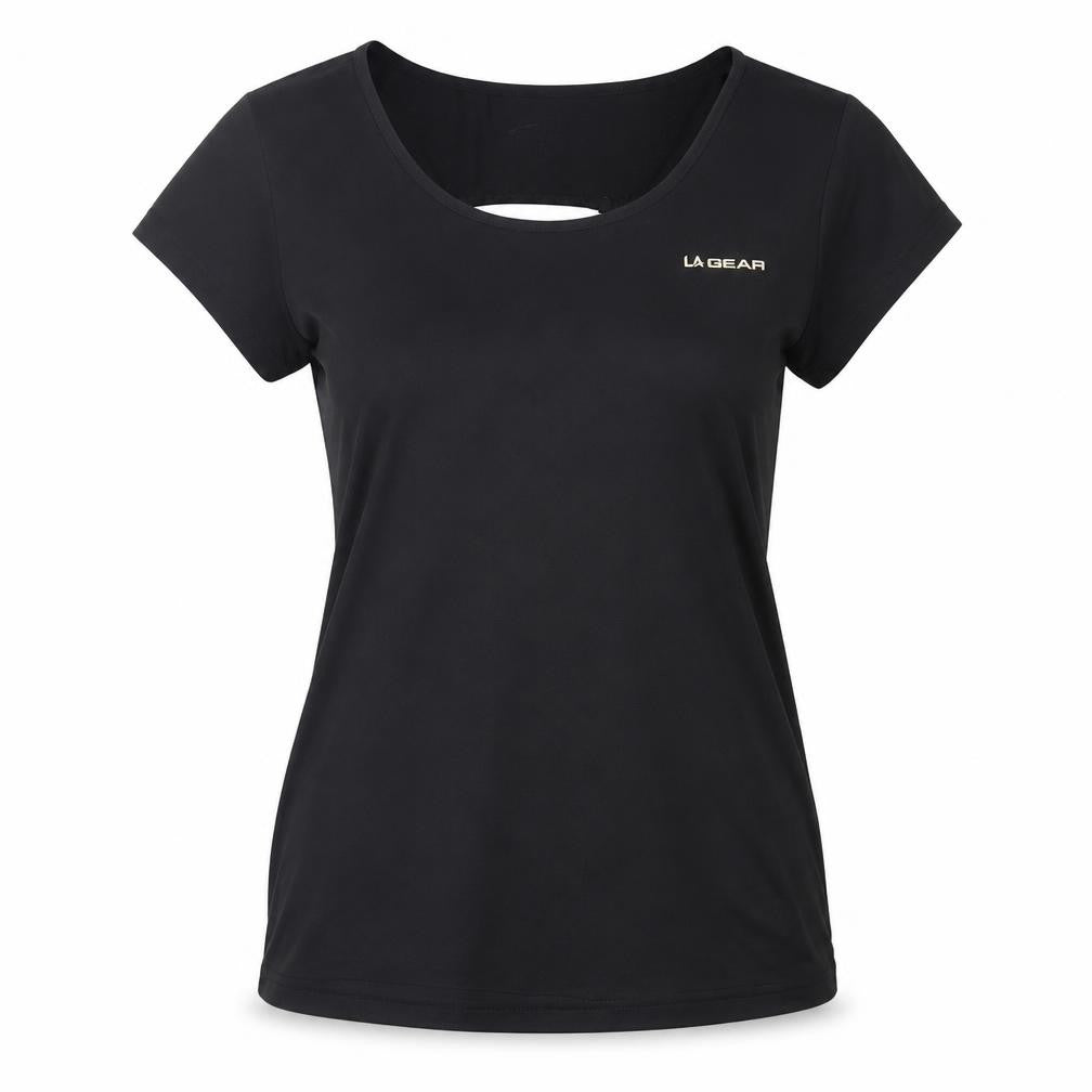LA Gear Womens Black Polyester Pullover T-Shirt Size S Boat Neck Pullover - Gym Running Pilates Workout