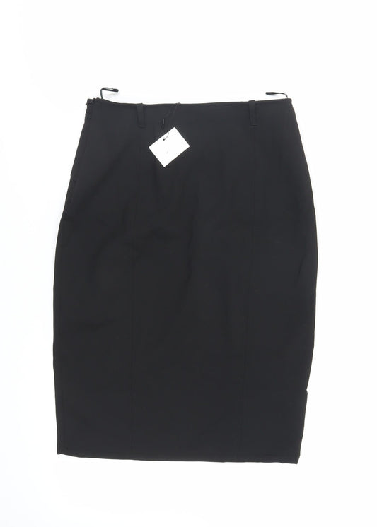 Zara Womens Black Polyester Straight & Pencil Skirt Size S Zip