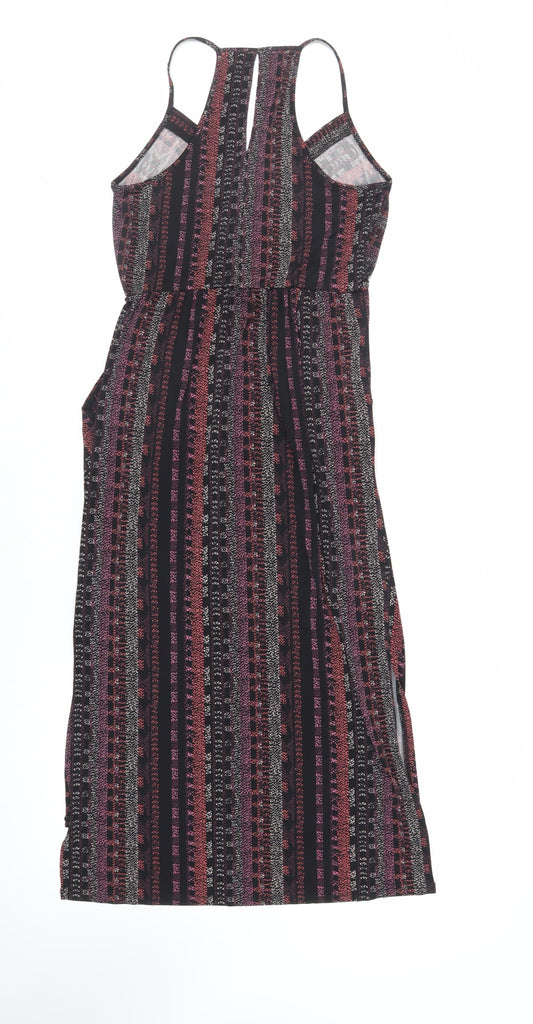 BCBGeneration Womens Black Geometric Polyester Slip Dress Size S V-Neck Pullover