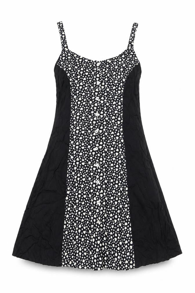 River Island Womens Black Geometric Viscose Tank Dress Size 12 Scoop Neck Button