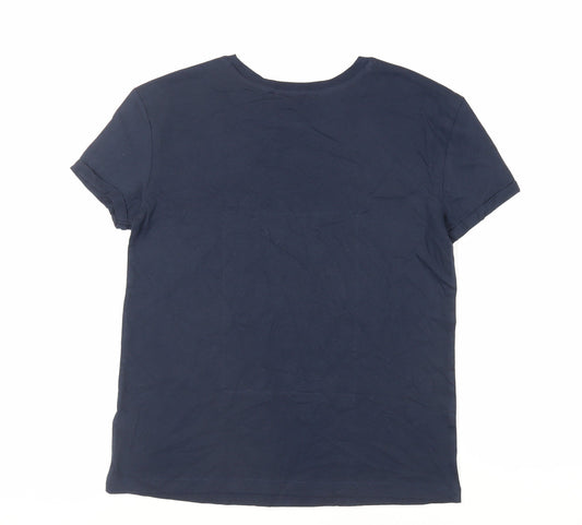 Marks and Spencer Womens Blue Solid Cotton Top Pyjama Top Size S