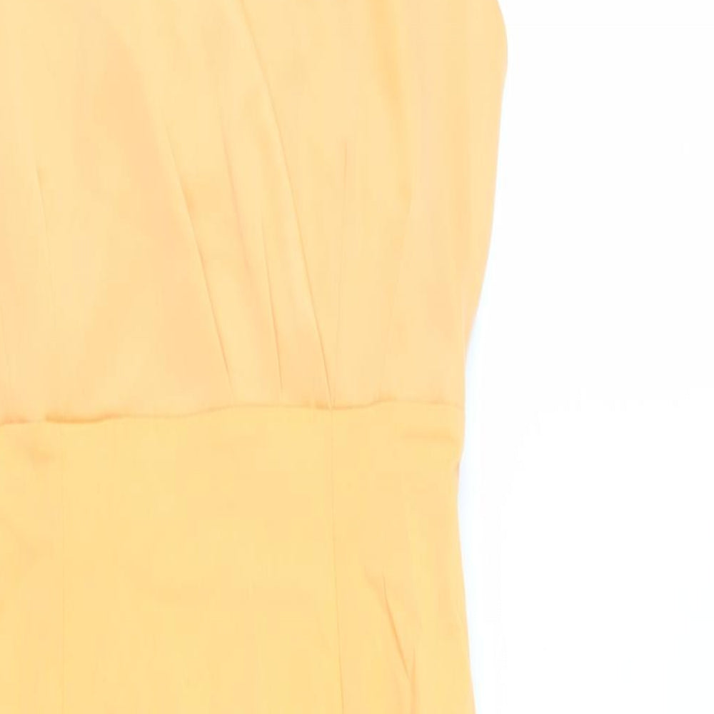 Vesper Womens Orange Polyester Pencil Dress Size 12 V-Neck Zip