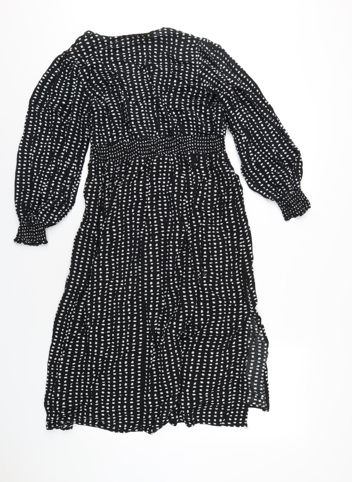 Dorothy Perkins Womens Black Polka Dot Viscose A-Line Size 12 V-Neck Pullover