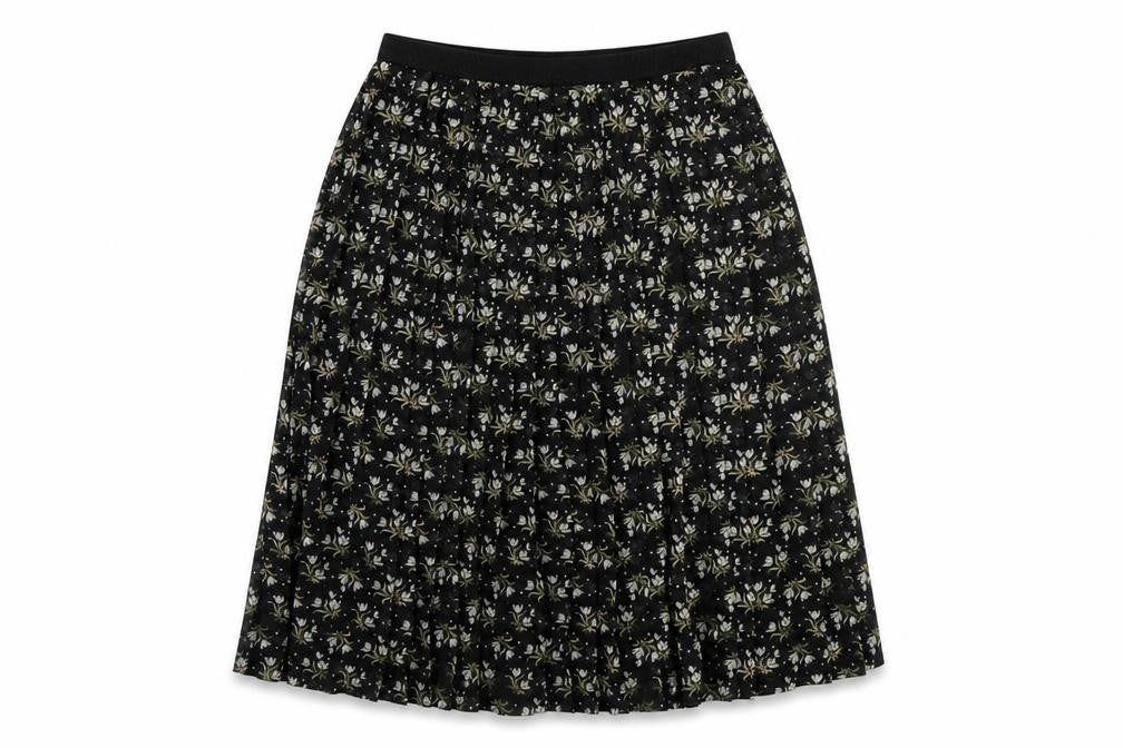 Uniqlo Womens Black Floral Polyester Pleated Skirt Size XS