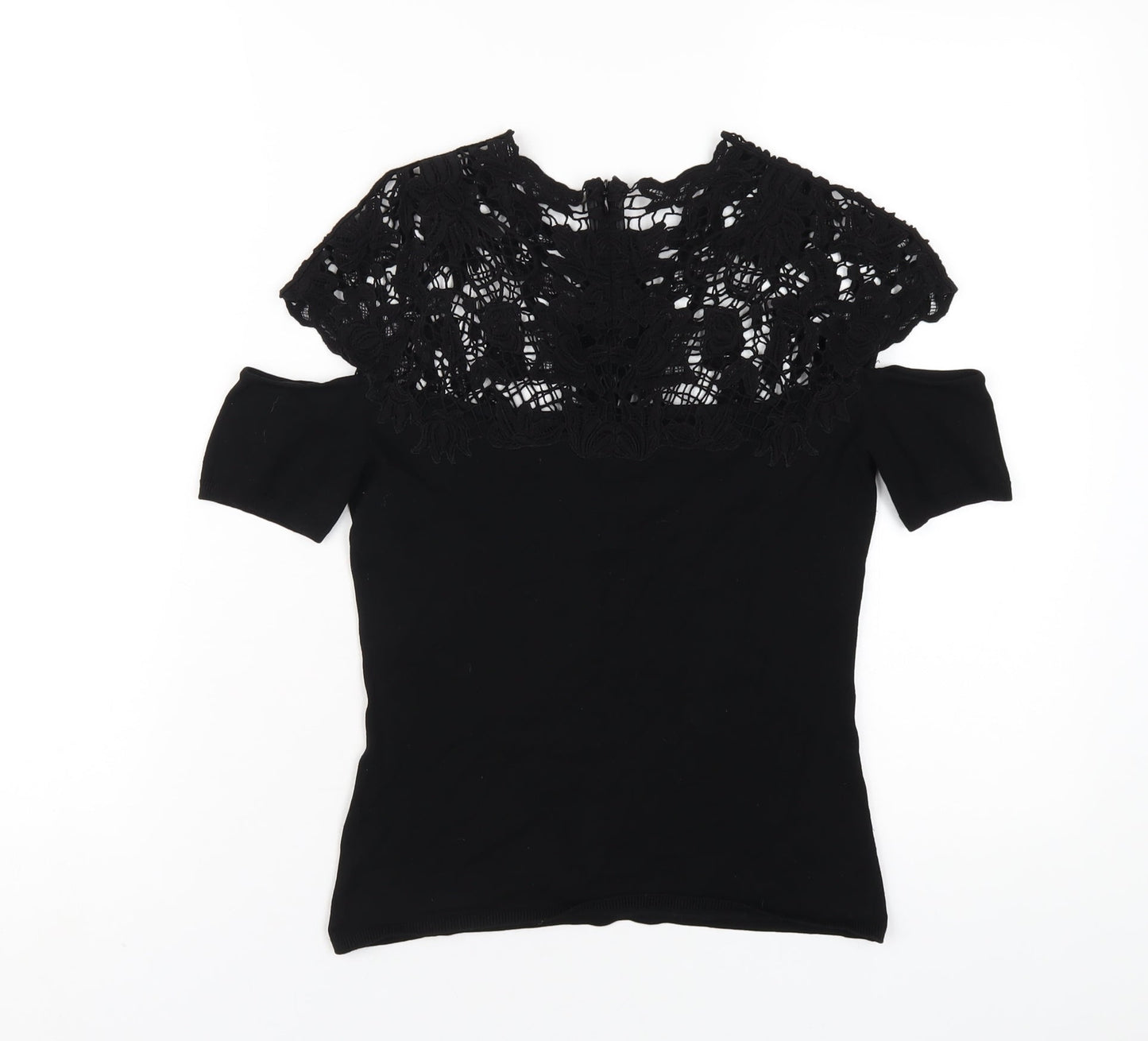 Marciano Womens Black Viscose Basic T-Shirt Size S Round Neck