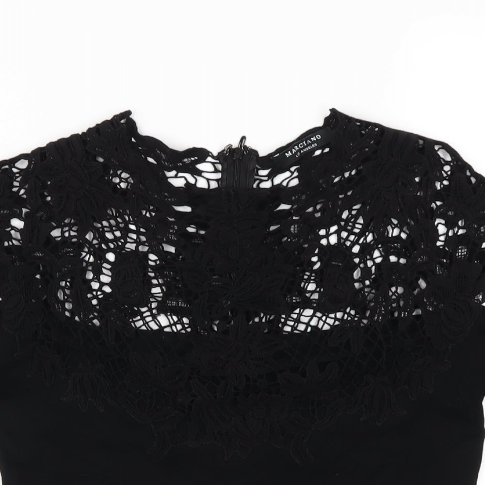 Marciano Womens Black Viscose Basic T-Shirt Size S Round Neck