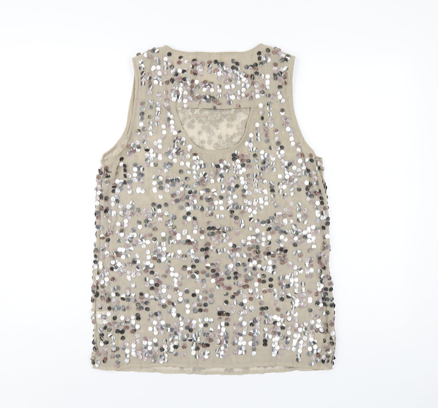 River Island Womens Beige Polyester Basic Tank Size 12 Round Neck