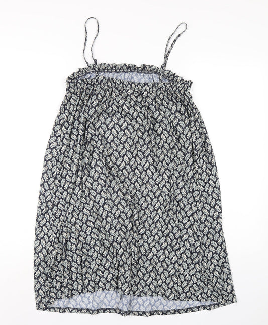 H&M Womens Blue Geometric Polyester A-Line Size S Square Neck Pullover