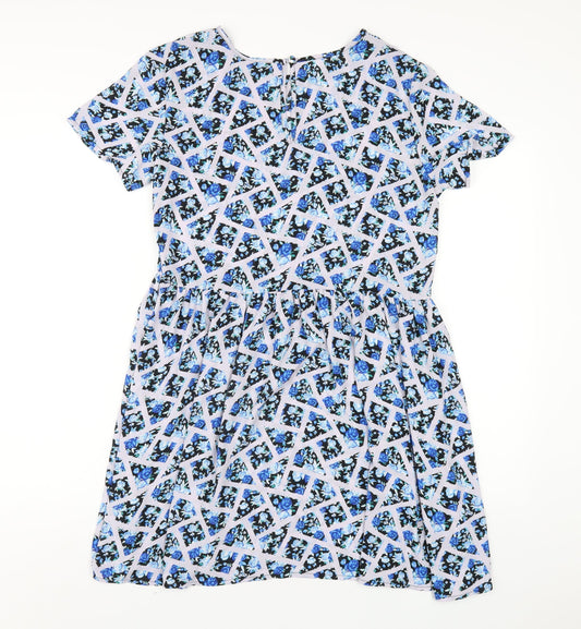 Glamorous Womens Multicoloured Geometric Polyester A-Line Size 10 Round Neck Button