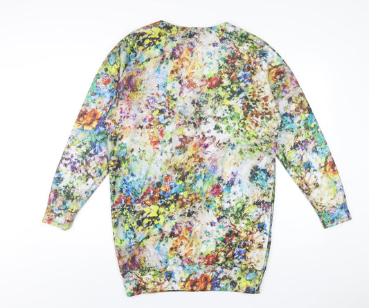 VILA Womens Multicoloured Geometric Polyester Jacket Dress Size S V-Neck Zip