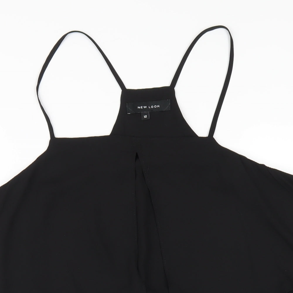 New Look Womens Black Polyester A-Line Size 12 Square Neck Pullover